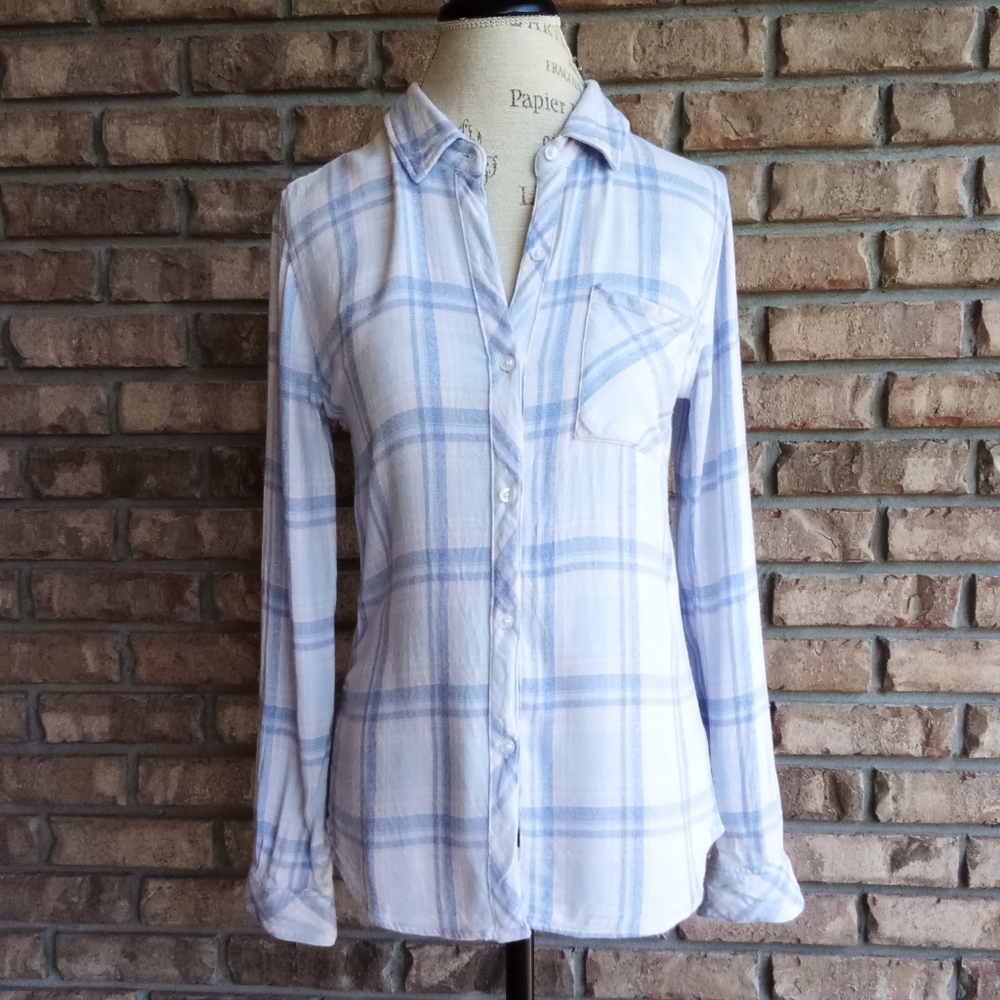 Rails Long Sleeve Button Front Plaid Shirt.